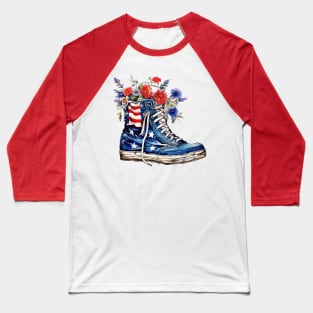 Patriot Shoe with Flowers Baseball T-Shirt